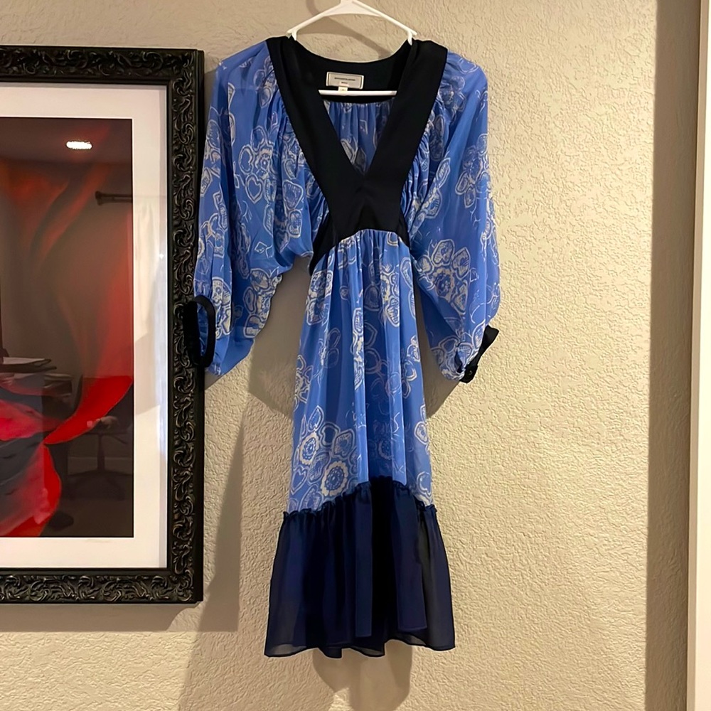 Beautiful blue anthropology  statement dress